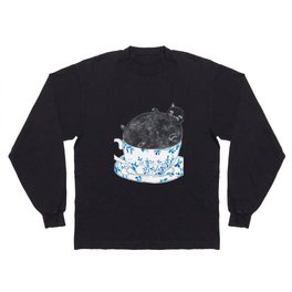 Cat in cup coffee tea Painting Long Sleeve T-shirt