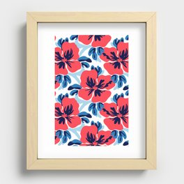 Tropical hibiscus summer flower art pattern Recessed Framed Print