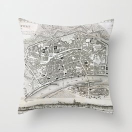 Plan of Frankfurt - 1845 Vintage pictorial map Throw Pillow