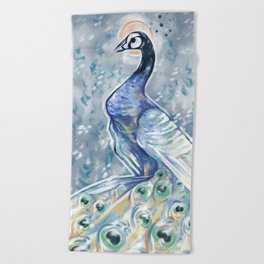 Dusky Peacock Beach Towel