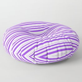 [ Thumbnail: Purple and White Colored Striped Pattern Floor Pillow ]