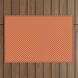 Small orange and white vintage polka dots Outdoor Rug