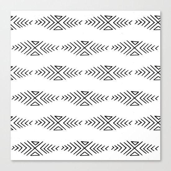 mudcloth 11 minimal textured black and white pattern home decor minimalist beach Canvas Print