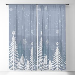 Winter Snow Forest Sheer Curtain