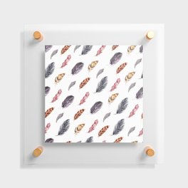 Watercolor cozy feather pattern in boho style Floating Acrylic Print