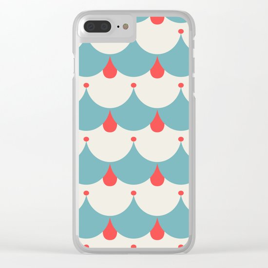 Retro. Blue and white . Clear iPhone Case
