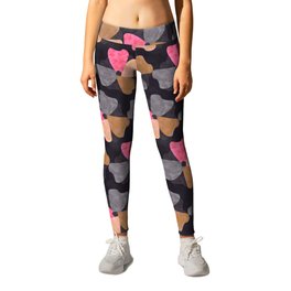 abstract pattern with watercolor spotted flowers in gray, brown and orange colors Leggings