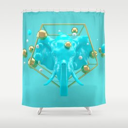 Elephant in turquoise - Animal Display 3D series Shower Curtain