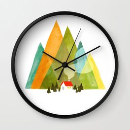 House at the foot of the mountains Wall Clock