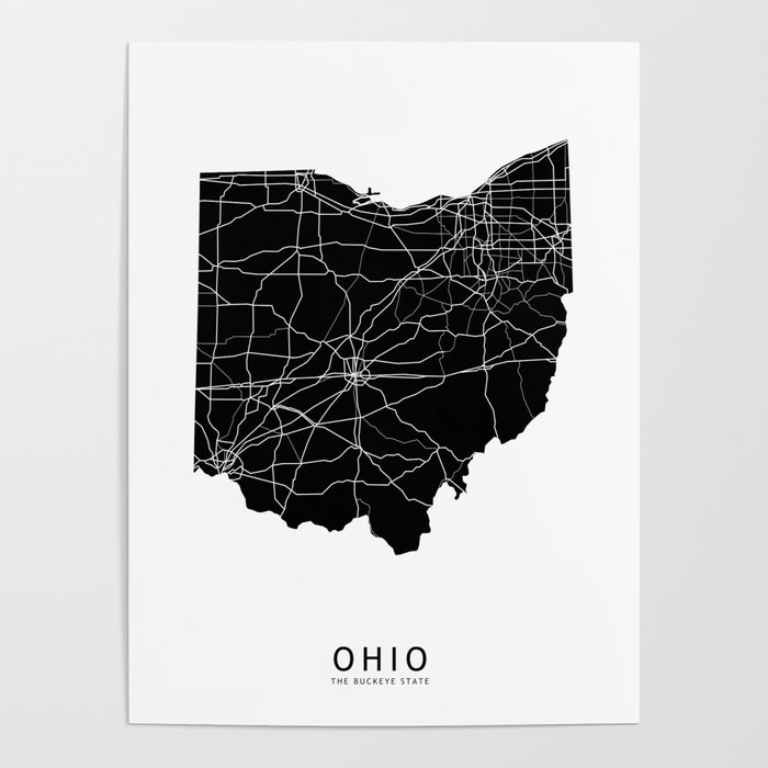Ohio Black Map Poster