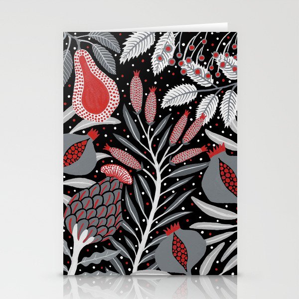 Winter scene with summer fruits Stationery Cards