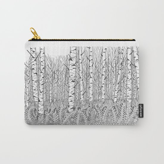 Birch Trees Black and White Illustration Carry-All Pouch