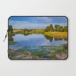 South Africa Photography - A Pond Surrounded By Yellow Fields Laptop Sleeve