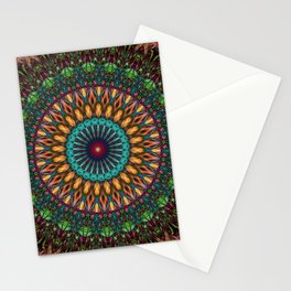 Green, brown and golden mandala Stationery Card