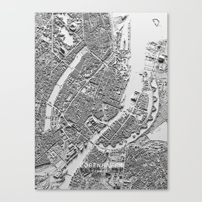 Copenhagen 3D Map Canvas Print
