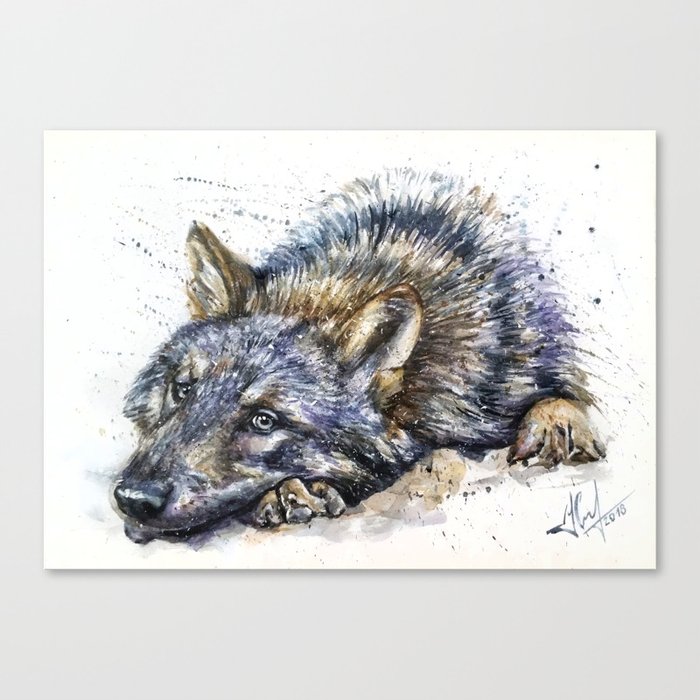 Wolf watercolor Canvas Print