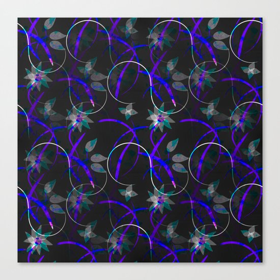 Flower Swirl Pattern Night Canvas Print