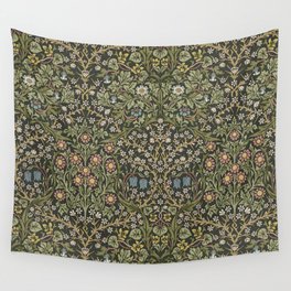 William Morris Vintage Blackthorn Green Charcoal Wall Tapestry