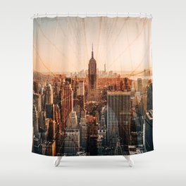 New York City double exposure Shower Curtain