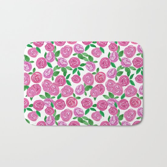Watercolor red roses. Bath Mat