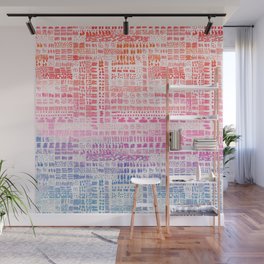 pink orange light blue ink marks hand-drawn collection Wall Mural