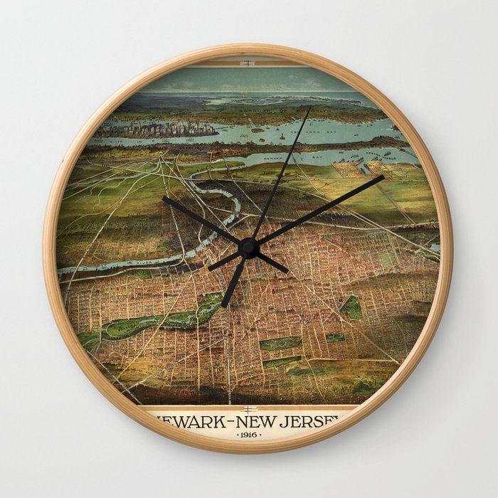 Map Of Newark 1916 Wall Clock