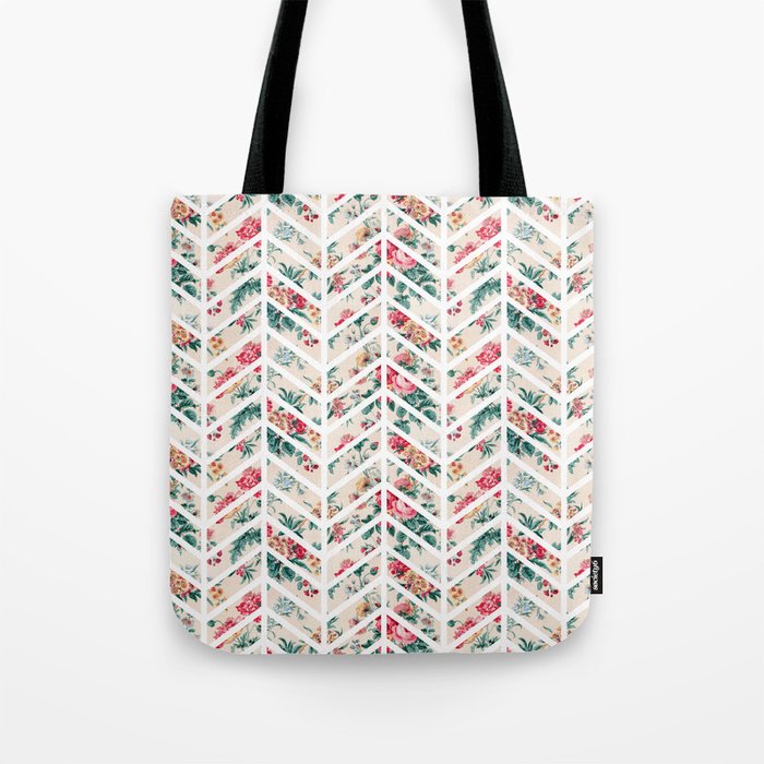 Floral Chevron Tote Bag
