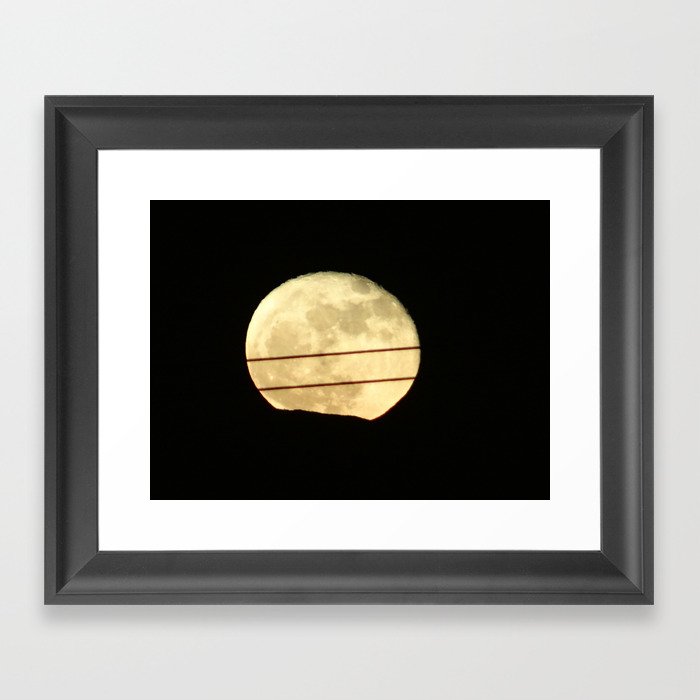Super Moon Rises behind Mountain Framed Art Print