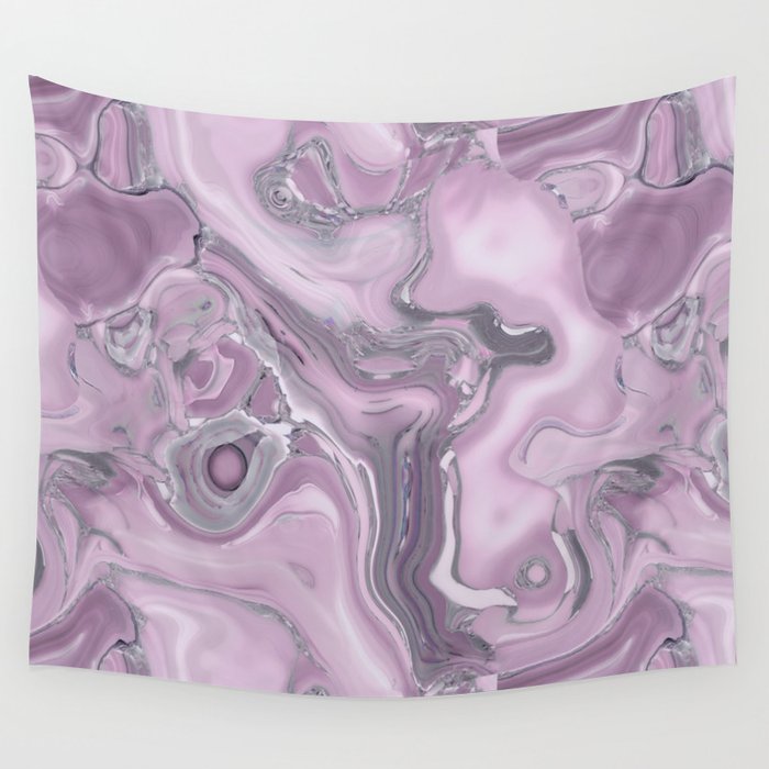 Gemstone Agate Collage Pink and Gray Wall Tapestry