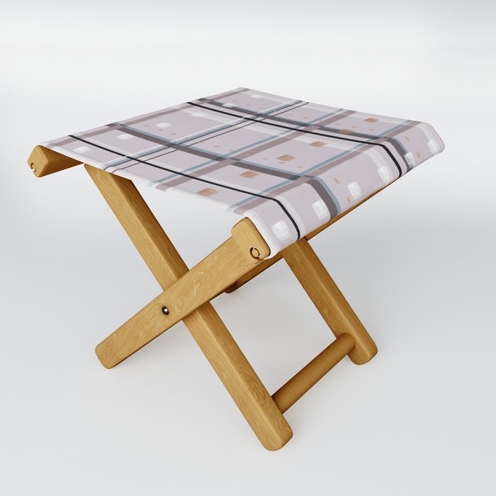 lilac blocky plaid Folding Stool