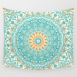 Orange and Turquoise Clarity Mandala Wall Tapestry