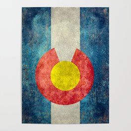 Colorado State Flag in Grungy style Poster