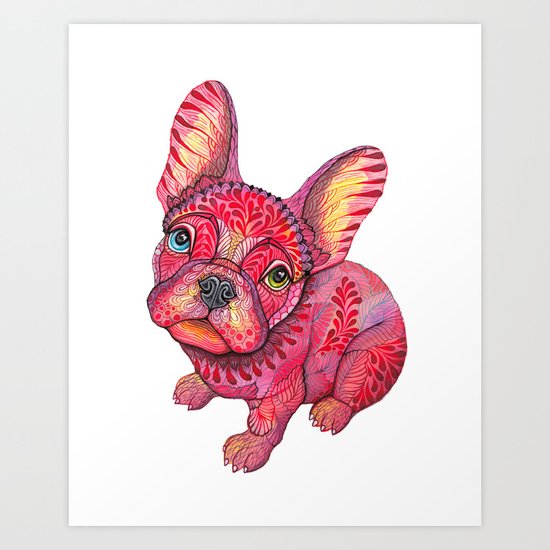 Raspberry frenchie Art Print