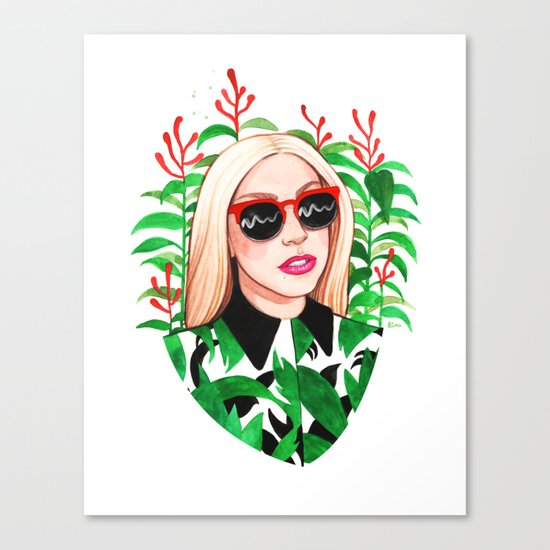 Lady and Photinia Canvas Print