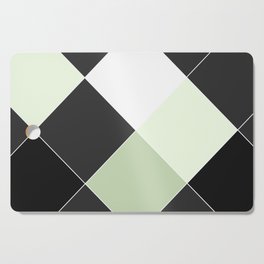 Mint Green Black Gray Geometrical Argyle Diamond Pattern Cutting Board