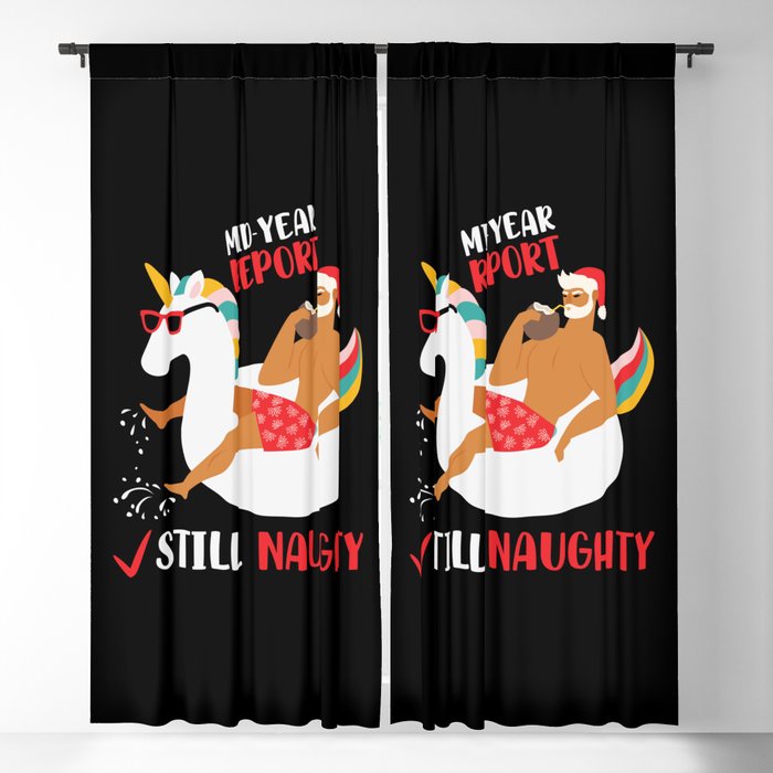 Funny Naughty Santa Christmas In July Blackout Curtain