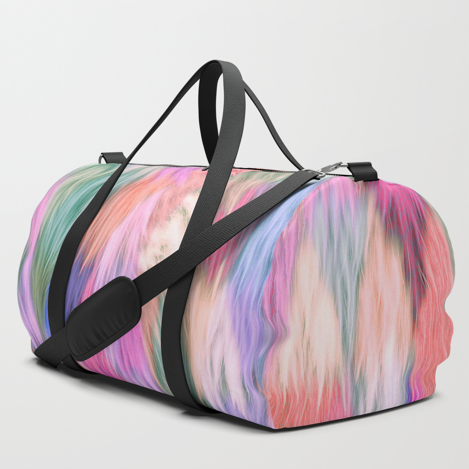 pink fur duffle bag