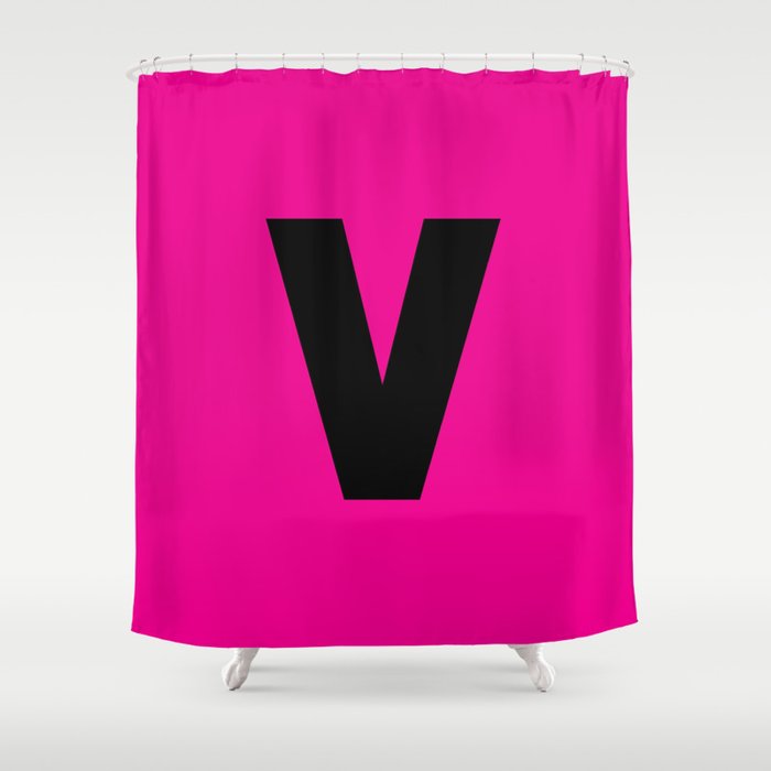 letter V (Black & Magenta) Shower Curtain