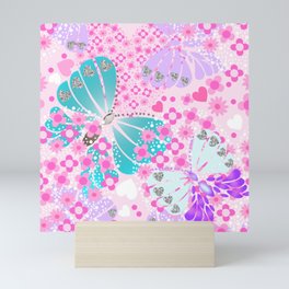 ZucyakSa Shimmery Butterflies and Floral Hearts Mini Art Print
