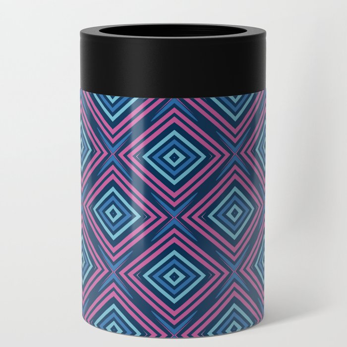 Blue and Purple Square Pattern Can Cooler