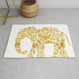Floral Elephant in Gold Area & Throw Rug