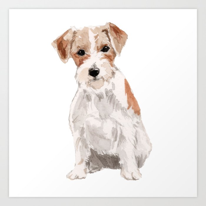 Wired Haired Jack Russel Terrier Watercolors Illustration Art Print By Artonwear