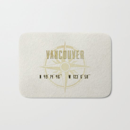 Vancouver - Vintage Map and Location Bath Mat