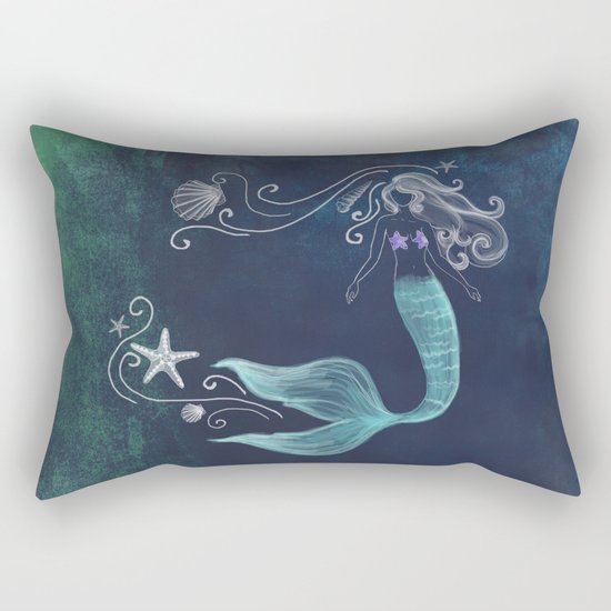 chalk mermaid #2 Rectangular Pillow