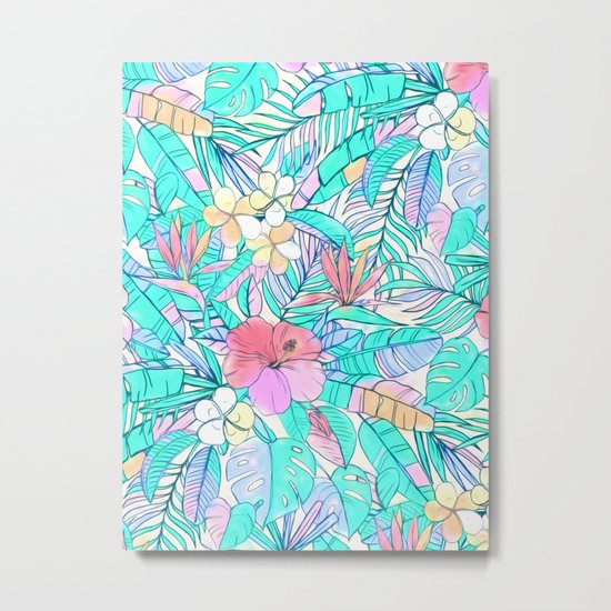 Pretty Pastel Hawaiian Hibiscus Print Metal Print