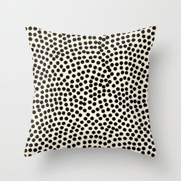 Geometric Japanese Samekomon Dots Spots Abstract Pattern in Black and White Cream Throw Pillow