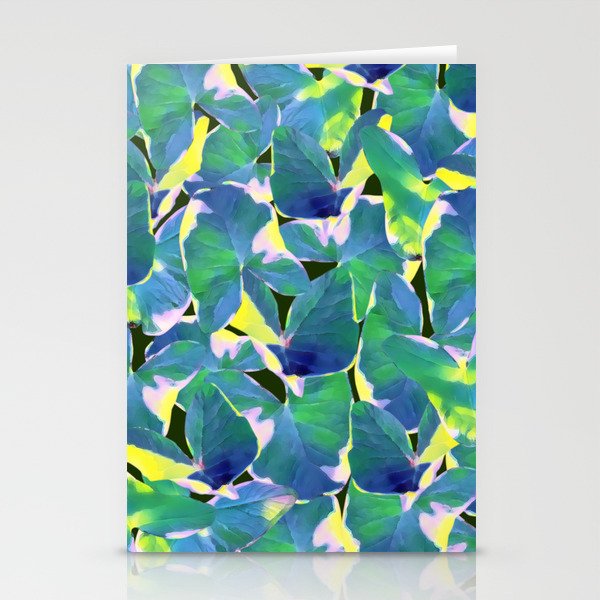 Caladium Bicolor leaves Pattern Art Print Stationery Cards