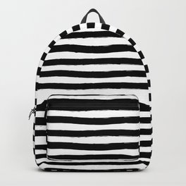 Black And White Hand Drawn Horizontal Stripes Backpack | Black, Monochrome, Horizontalstripes, Stripedbackground, White, Graphicdesign, Pattern, Blackandwhitepattern, Illustration, Brushstroke 