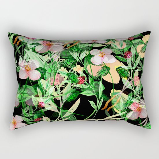 Garden Frenzy Night Rectangular Pillow
