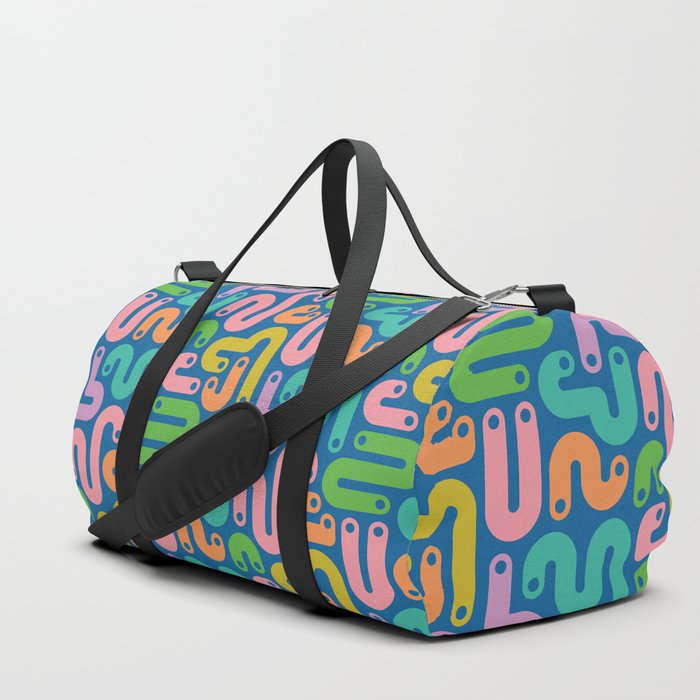 JELLY BEANS POSTMODERN 1980S ABSTRACT GEOMETRIC in BRIGHT SUMMER COLORS ON ROYAL BLUE Duffle Bag
